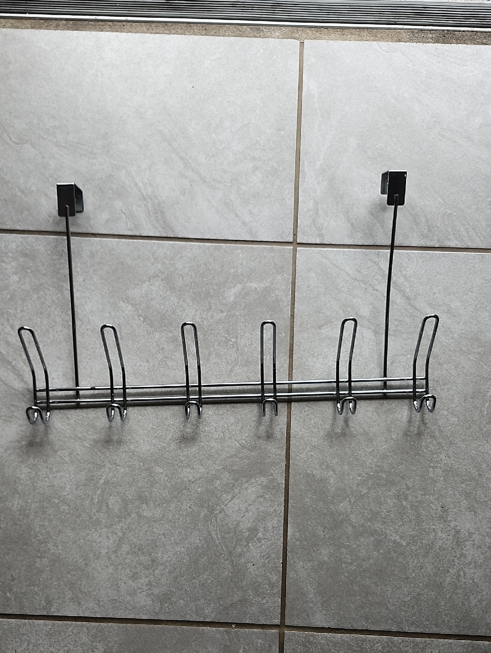 Over-the-Door 6-Hook Metal Silver Tone Wall Rack